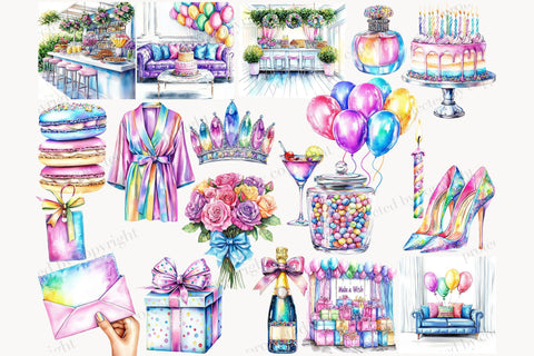 Birthday Woman Clipart | Happy Birthday PNG Celebration SVG GlamArtZhanna 