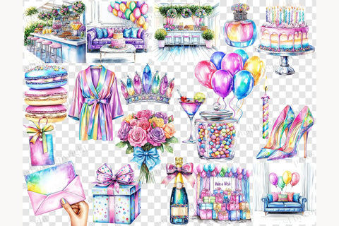 Birthday Woman Clipart | Happy Birthday PNG Celebration SVG GlamArtZhanna 