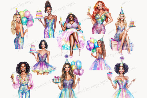 Birthday Woman Clipart | Happy Birthday PNG Celebration SVG GlamArtZhanna 