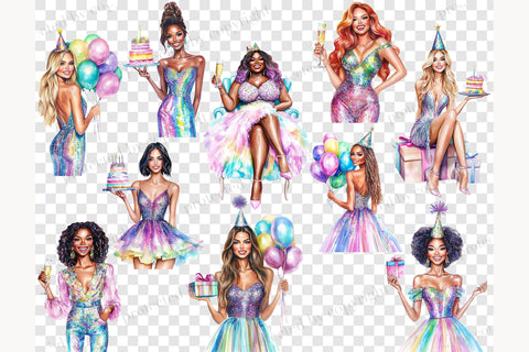 Birthday Woman Clipart | Happy Birthday PNG Celebration SVG GlamArtZhanna 