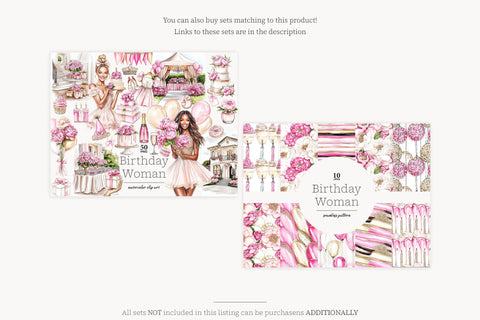 Birthday Woman Clipart | Pink Celebration PNG | Adult Party SVG GlamArtZhanna 