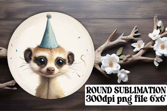 Birthday Zoo Creature Round Ornament Designs Sublimation afrosvg 