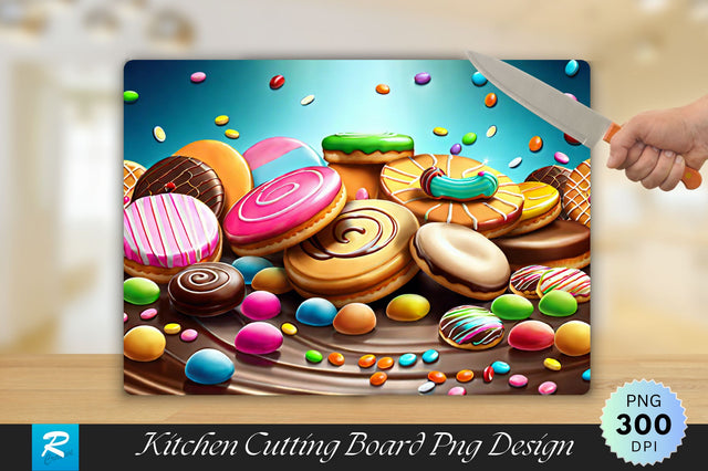 Biscuits And Candies Background Cutting Board Sublimation Regulrcrative 