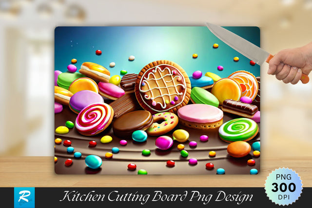 Biscuits And Candies Background Cutting Board Sublimation Regulrcrative 