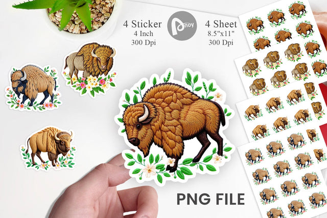 Bison Embroidery Sticker Sublimation artnoy 
