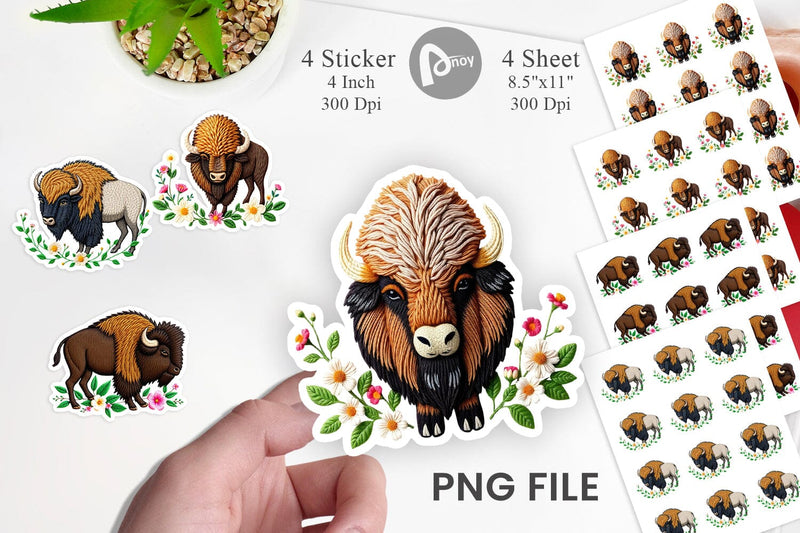 Bison Embroidery Sticker Sublimation artnoy 