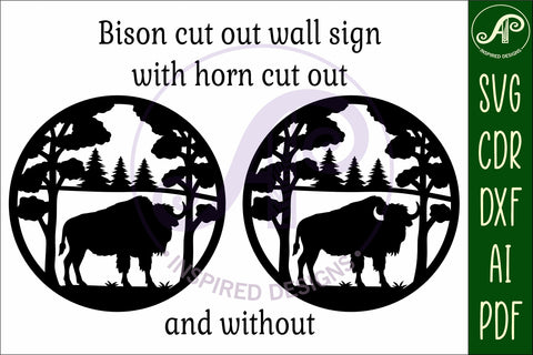 Bison forest wall art sign, SVG file. vector SVG APInspireddesigns 