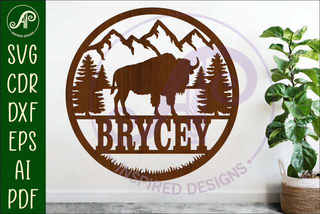 Bison name wall art sign, SVG file SVG APInspireddesigns 