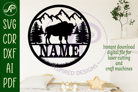Bison name wall art sign, SVG file SVG APInspireddesigns 