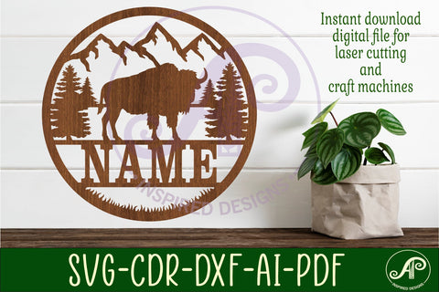 Bison name wall art sign, SVG file SVG APInspireddesigns 