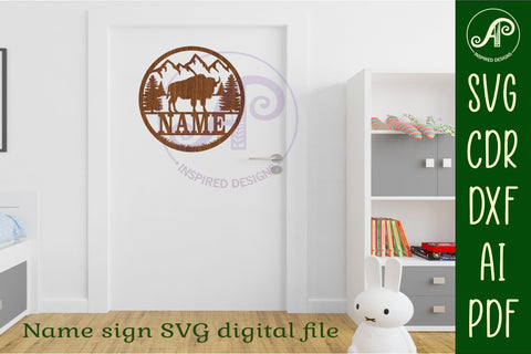 Bison name wall art sign, SVG file SVG APInspireddesigns 