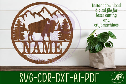 Bison name wall art sign, SVG file SVG APInspireddesigns 