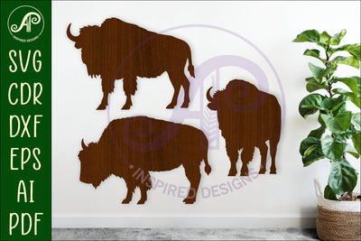 Bison Silhouette laser cut wall art SVG APInspireddesigns 