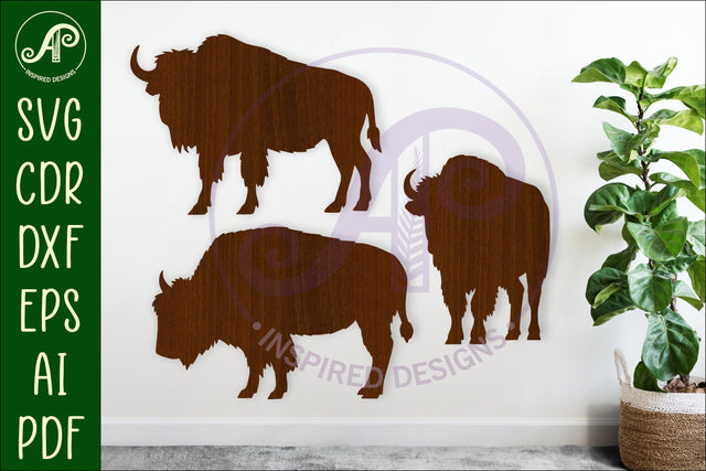 Bison Silhouette laser cut wall art SVG APInspireddesigns 
