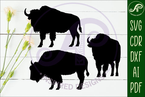 Bison Silhouette laser cut wall art SVG APInspireddesigns 