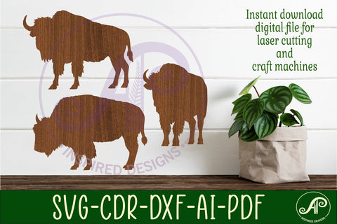 Bison Silhouette laser cut wall art SVG APInspireddesigns 