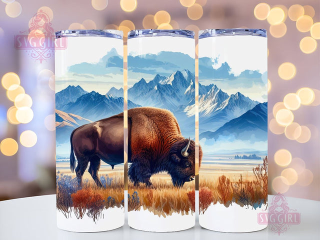Bison Tumbler Wrap, Bison 20oz Skinny Tumbler Sublimation Design Templates, Straight & Tapered PNG Sublimation SvggirlplusArt 