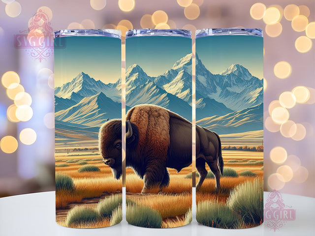 Bison Tumbler Wrap, Bison 20oz Skinny Tumbler Sublimation Design Templates, Straight & Tapered PNG Sublimation SvggirlplusArt 