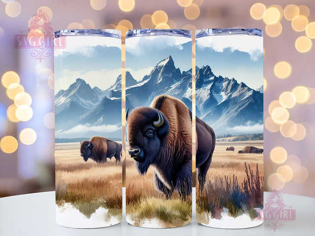 Bison Tumbler Wrap, Bison 20oz Skinny Tumbler Sublimation Design Templates, Straight & Tapered PNG Sublimation SvggirlplusArt 