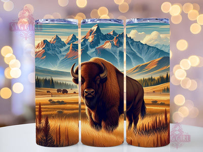 Bison Tumbler Wrap, Bison 20oz Skinny Tumbler Sublimation Design Templates, Straight & Tapered PNG Sublimation SvggirlplusArt 