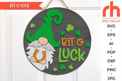 Bit O Luck SVG, St. Patrick's Day Door Sign Cut File SVG RedHelgaArt 