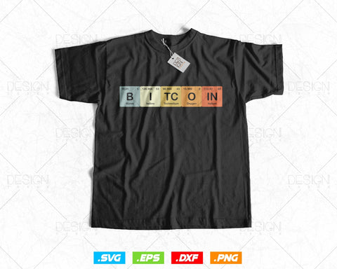 Bitcoin Periodic Table Cryptocurrency BTC Funny Vintage Vector T-shirt Design Png Svg Files, Crypto Dogecoin Blockchain svg files SVG DesignDestine 