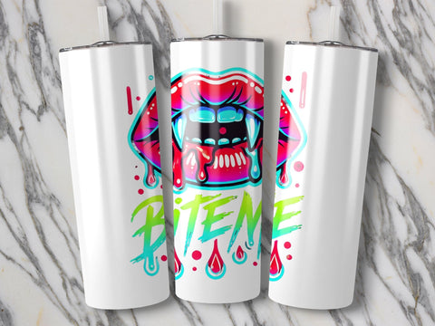 Bite Me Halloween Tumbler wrap Sublimation PNG Sublimation Luvleigh Digitals 