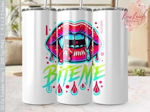Bite Me Halloween Tumbler wrap Sublimation PNG Sublimation Luvleigh Digitals 