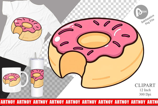 Bitten Donut Clipart Sublimation artnoy 