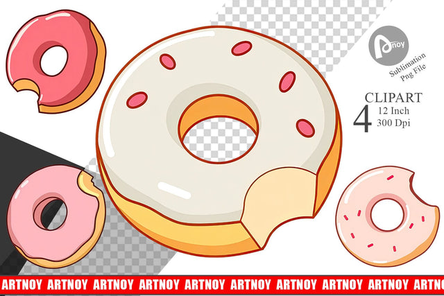 Bitten Donut Clipart Sublimation artnoy 