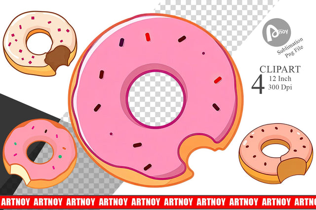 Bitten Donut Clipart Sublimation artnoy 