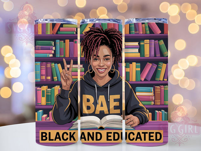 Black and Educated Queen Tumbler Sublimation SvggirlplusArt 