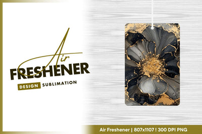 Black and gold floral art air freshener png Sublimation Regulrcrative 