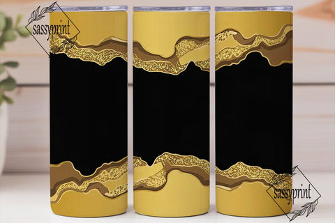 Black and Gold Glitter 20oz Tumbler Wrap Sublimation sassyprint 