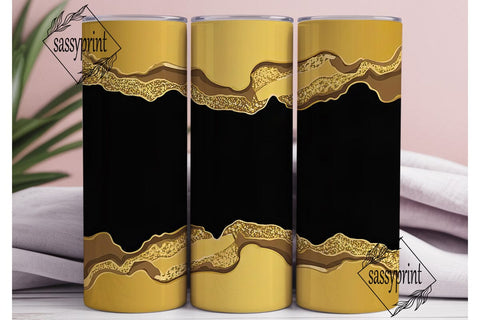 Black and Gold Glitter 20oz Tumbler Wrap Sublimation sassyprint 