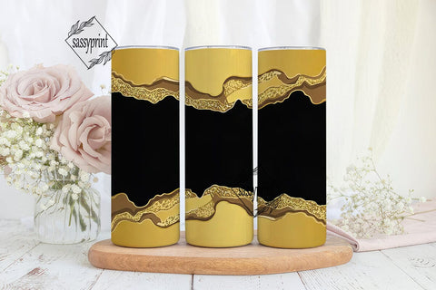 Black and Gold Glitter 20oz Tumbler Wrap Sublimation sassyprint 