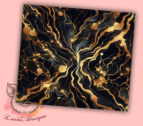 Black and Gold Marble 20oz Tumbler Wrap, 20oz Sublimation Wrap, Elegant Marble Design, Glamour Tumbler, Unique Drinkware, Stylish Tumbler Wrap, Luxury Pattern Drinkware Sublimation Lara' s Designs 