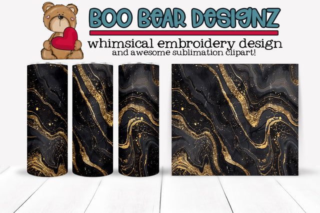 Black and Gold Sublimation Tumbler Sublimation Boo Bear Designz 