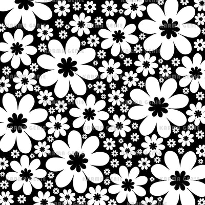 Black And White Daisy Flower Pattern Digital Paper Digital Pattern Karma Genie Graphics 