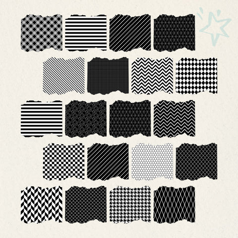 Black and White Digital Paper Pack | Geometric Scrapbook Paper | 20 Printable Backgrounds | Commercial Use Digital Pattern LKM DigiDesigns 