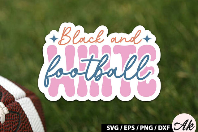 Black and white football Retro Stickers SVG akazaddesign 