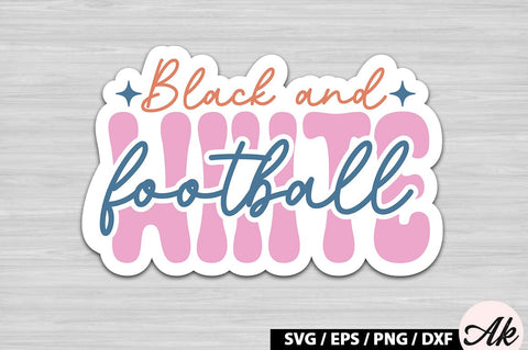 Black and white football Retro Stickers SVG akazaddesign 