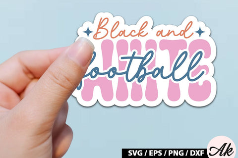 Black and white football Retro Stickers SVG akazaddesign 