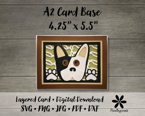 Black and White French Bulldog 3D Layered Greeting Card SVG Cut File for All Occasions, Birthday, Thank You 3D Paper Flowingcreek 