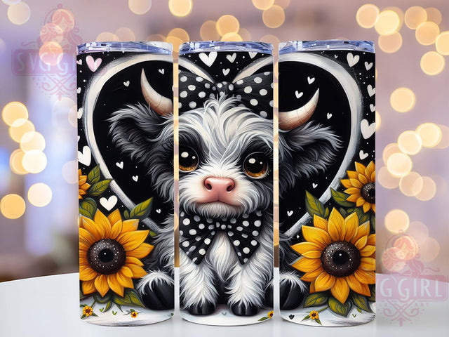 Black and White Highland Cow Tumbler, Black and White Cow Tumbler, Cute Cow Wrap, Farm Animal Wrap, Rustic Cow Wrap, Sublimation Design, Trendy Gift Idea Sublimation SvggirlplusArt 