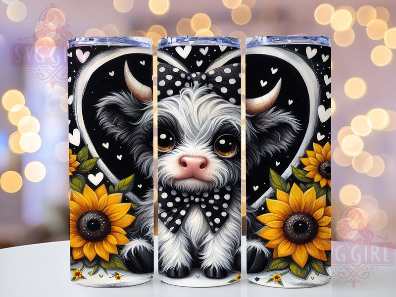 Black and White Highland Cow Tumbler, Black and White Cow Tumbler, Cute Cow Wrap, Farm Animal Wrap, Rustic Cow Wrap, Sublimation Design, Trendy Gift Idea Sublimation SvggirlplusArt 