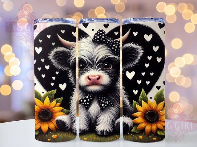 Black and White Highland Cow Tumbler, Black and White Cow Tumbler, Cute Cow Wrap, Farm Animal Wrap, Rustic Cow Wrap, Sublimation Design, Trendy Gift Idea Sublimation SvggirlplusArt 