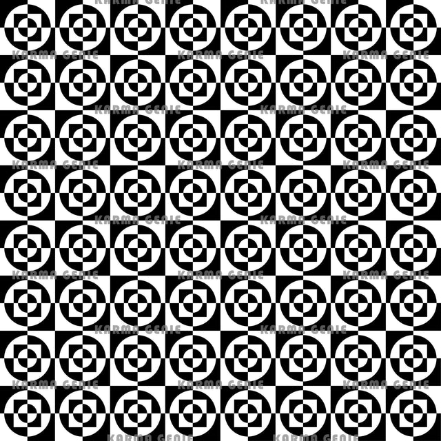Black And White Retro Sixties Abstract Squares And Circles Pattern Digital Paper Digital Pattern Karma Genie Graphics 