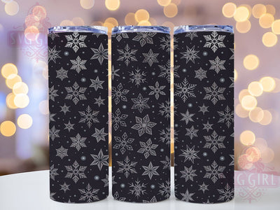 Black and White Snowflake Tumbler, Winter Snowflake Sublimation Design, Frosty Monochrome Art, 20oz Holiday Tumbler, Whimsical Snowflake Mug, Stylish Winter Cup, Elegant Black White Wrap Sublimation SvggirlplusArt 
