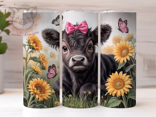 Black and White Sunflower Cow Tumbler, Black White Cow Tumbler, Rustic Cow Wrap, Country Sunflower Wrap, Floral Cow Wrap, Sublimation Design, Trendy Gift Idea Sublimation Lara' s Designs 